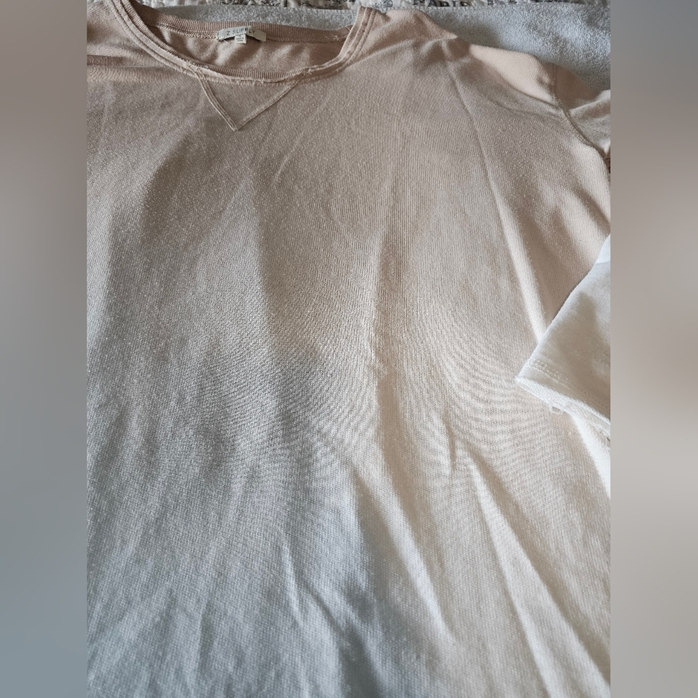 Z SUPPLY Beige White Ombré Sweatshirt Top Size S Soft Cotton Blend Pullover - Picture 2 of 12